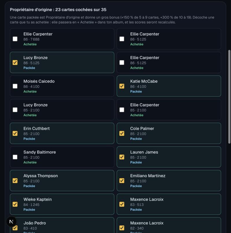 La liste des propriétaires d'origine